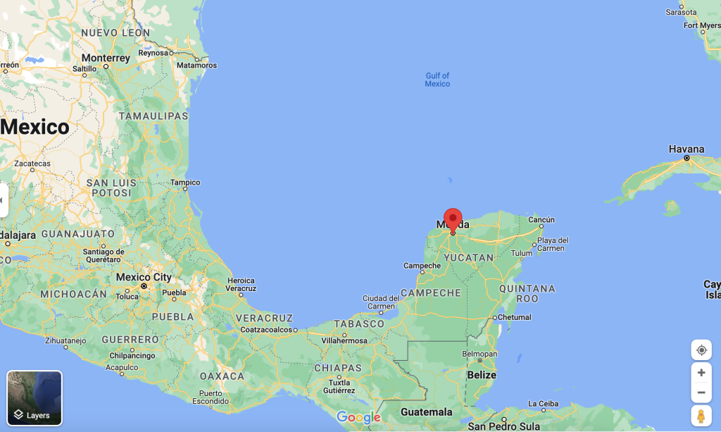 Map of Merida in Yucatan